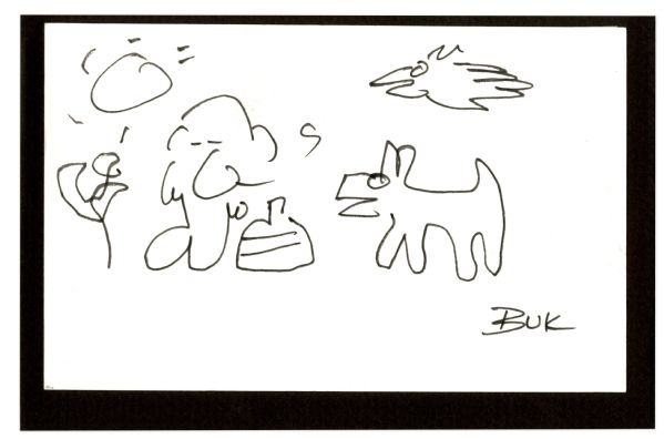 Charles Bukowski Hand Drawn Illustration -- Signed Buk