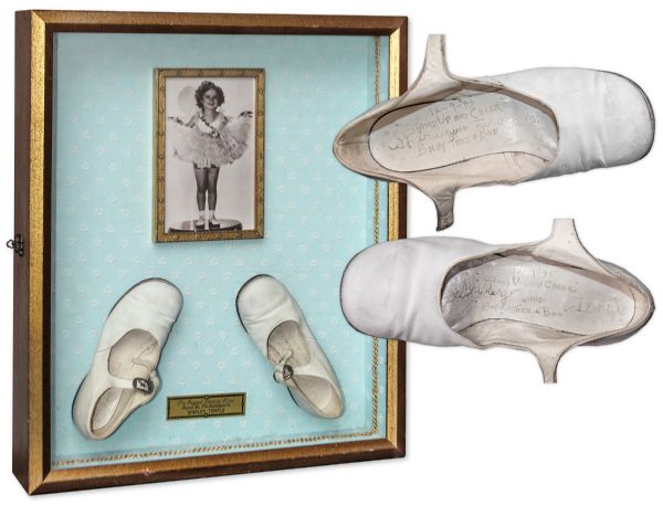 Shirley Temple Twice-Signed Original Dancing Shoes Worn in the Films Baby Takes a Bow and Stand Up And Cheer -- Temple Signs Each Shoe