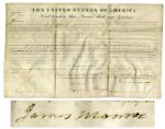 President James Monroe Land Grant Signed in 1821