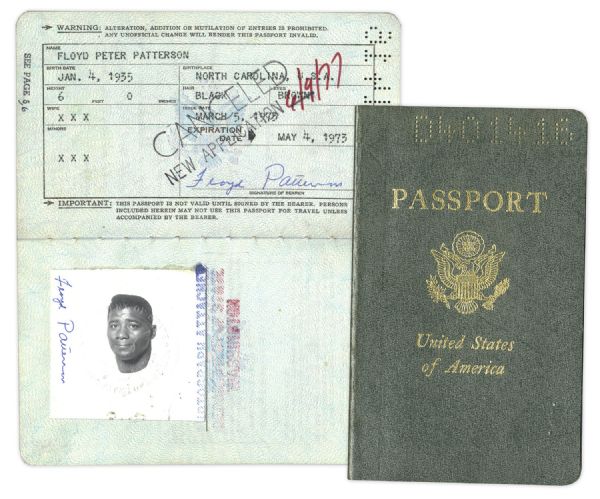 Heavyweight Champion Floyd Patterson Twice-Signed Passport
