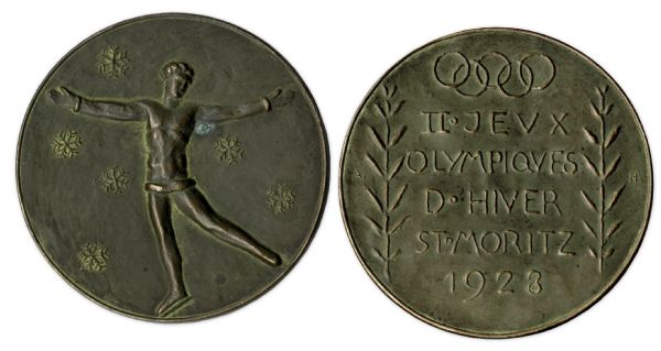Bronze Olympic Medal From the 1928 Winter Olympics, Held in St. Moritz, Switzerland