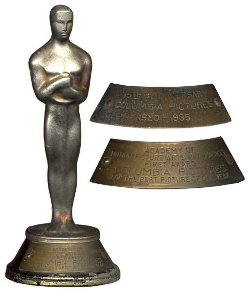 Academy Award Trophy From the 1935 Ceremony -- Produced by Columbia Pictures to Celebrate It Happened One Night & Given to Columbia Stars That Night
