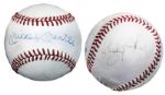Mickey Mantle Signed Baseball -- Also Signed by Whitey Ford -- From The Estate of Red Skelton And Previously Owned by Him