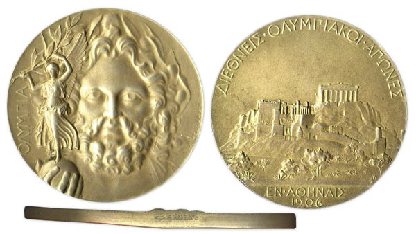 Gold Olympic Medal From the 1906 Summer Olympics, Held in Athens, Greece