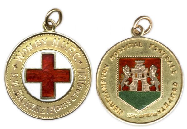 Gold Winners Medal Won in 1911 by Director C.W. Wright of Newcastle United -- Accompanied by Two Original Team Photographs