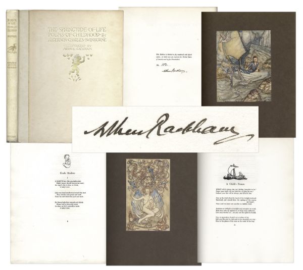 Charles Swinburne Limited First Edition of The Springtide of Life -- Signed by Illustrator Arthur Rackham