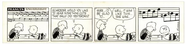 Charles Schulz Hand-Drawn Peanuts Comic Strip From 1959 -- Featuring Charlie Brown & Schroeder