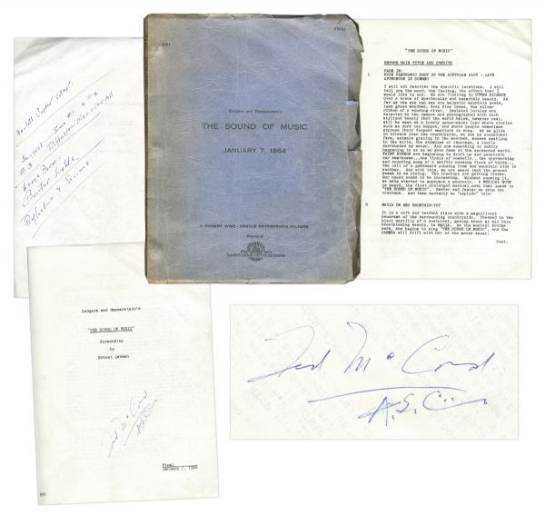The Sound of Music Script Owned & Signed by Academy Award Nominated Cinematographer Ted McCord -- With McCords Own Annotations and Notes