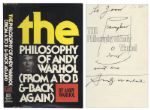 Andy Warhol Sketches His Famous Campbells Soup Can -- Drawn Upon a Signed First Edition of The Philosophy of Andy Warhol