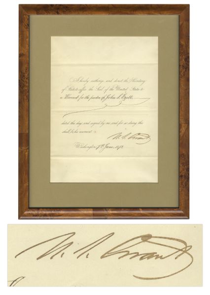 President Ulysses S. Grant Signed Pardon