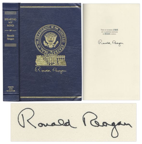 Ronald Reagan Signed Limited Edition of His Speeches, Speaking My Mind