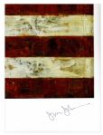 Jasper Johns Signed 38'' x 40'' Poster of His Famous ''Flag'' Painting -- With Additional Postcard Signed by Johns