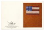 Jasper Johns Signed 38'' x 40'' Poster of His Famous ''Flag'' Painting -- With Additional Postcard Signed by Johns