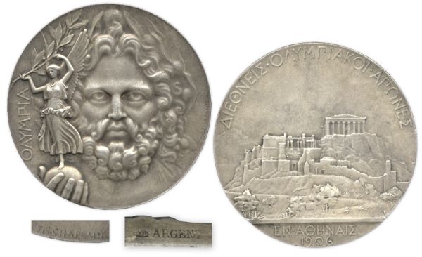 Silver Olympic Medal From the 1906 Summer Olympics, Held in Athens, Greece