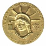 Raymond Burr VFW Americanism Award From 1966 -- 179 Grams of 14K Gold