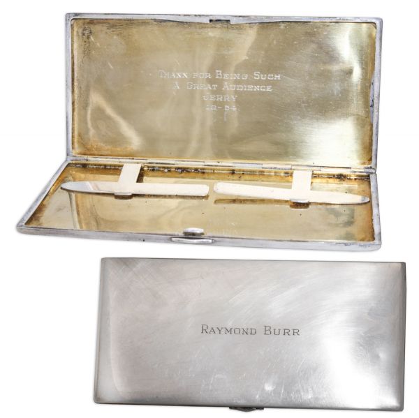 Raymond Burr Cigarette Case Gifted to Him by Jerry Lewis -- Given to Burr on the Set of the 1955 Film Youre Never Too Young