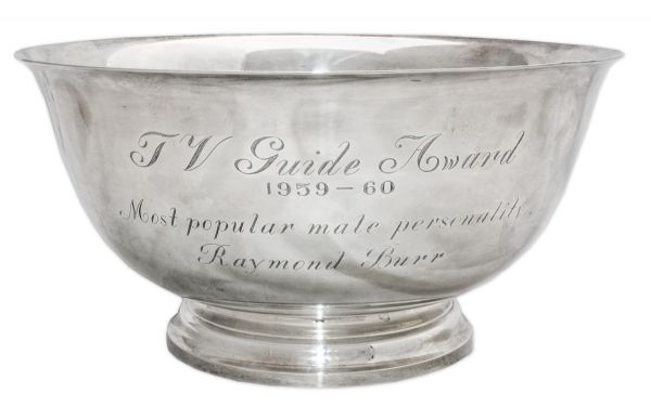 Raymond Burr TV Guide Award for Most Popular Male Personality for Perry Mason -- From The 1959-60 Season -- Manufactured by Tiffany & Co.