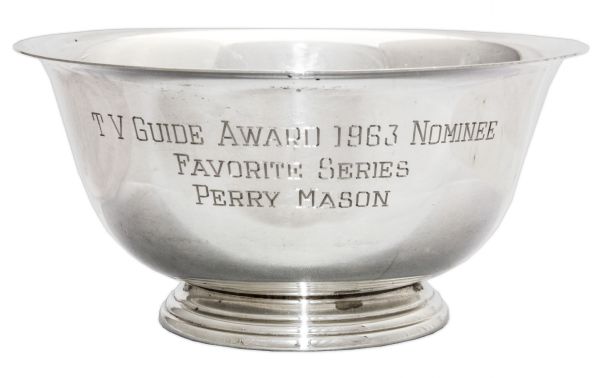 Perry Mason TV Guide Award Nomination Bowl From 1963 -- Personally Owned by Raymond Burr