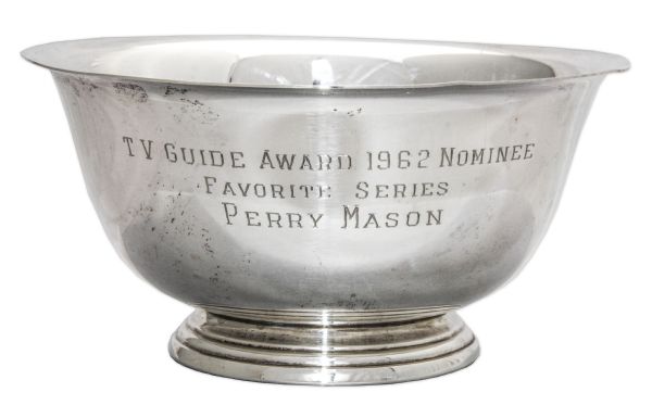 Perry Mason TV Guide Award Nomination Bowl From 1962 -- Personally Owned by Raymond Burr
