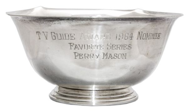 Perry Mason TV Guide Award Nomination Bowl From 1964 -- Personally Owned by Raymond Burr