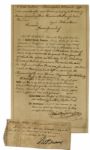 Declaration of Independence Signer Robert Morris Signed Note