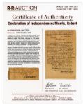 Declaration of Independence Signer Robert Morris Signed Note
