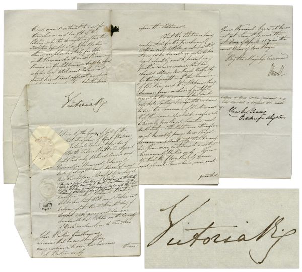 Queen Victoria Signed Document -- Signed Early in Her Reign in 1839