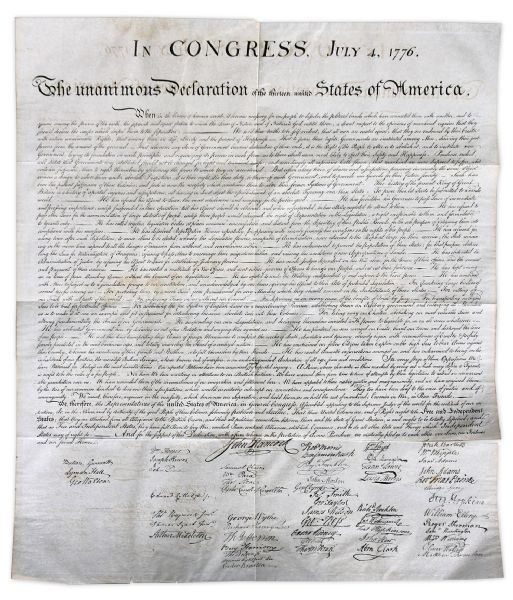 Rare and Beautiful 1843 Force Declaration of Independence From Original Copper Plate