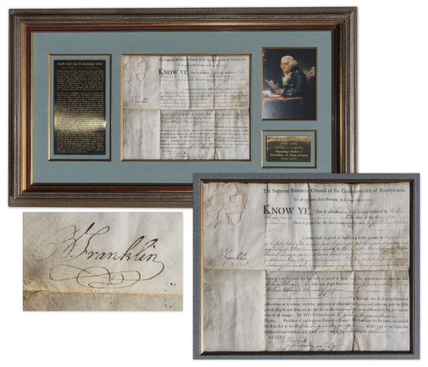 Benjamin Franklin Signed Land Grant for Revolutionary War Veteran -- From 1787 One Month Before Franklin Attended the Constitutional Convention