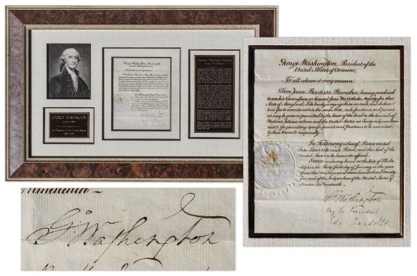 George Washington Document Signed as President in 1795 -- Washington Appoints Spaniard Don Juan Bautista Bernabeu as Consul