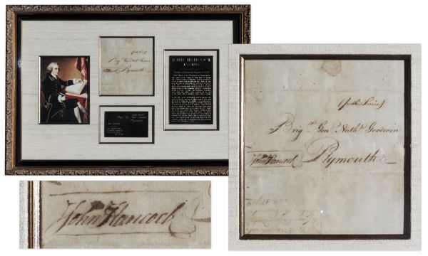 John Hancock Franking Signature From 1782 During the Revolutionary War -- Rare, With Address Panel in His Hand
