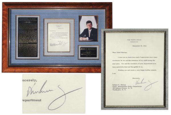 John F. Kennedy Letter Signed as President -- Sent to DC Police Chief: ...You and the members of your department have been very kind and thoughtful to us... -- With University Archives COA