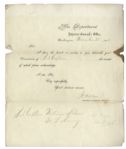 William T. Sherman Letter Signed -- On Getting Into West Point -- ''...I have endorsed over a dozen will endorse more without even the most distant hope of our succeeding...''