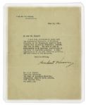 Herbert Hoover Typed Letter Signed as President -- ''...such an organization is an important contribution to the cause of spiritual progress...''
