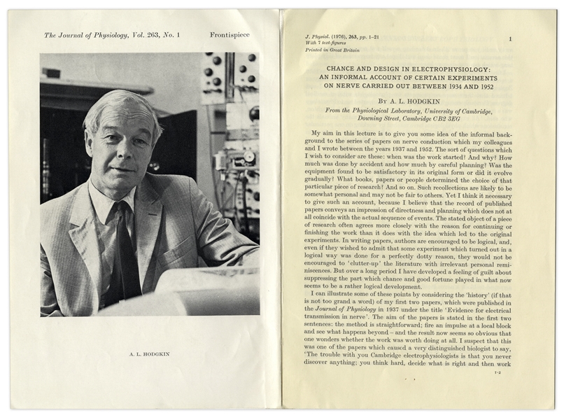 Nobel Prize Awarded to Physiologist Alan Lloyd Hodgkin in 1963 -- Won for His Revolutionary Research on the Central Nervous System