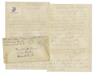 Rene Gagnon Autograph Letter Signed From WWII -- ...I got clipped under the eye with a bayonet...Dont tell my mother...I also clipped the end of my finger... -- With Gagnons Signed Envelope