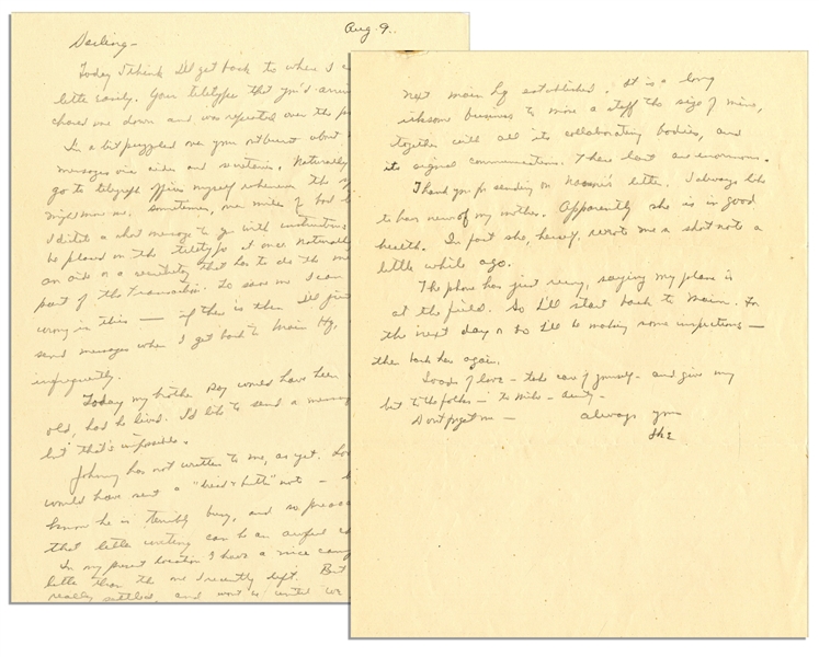Dwight Eisenhower Autograph Letter Signed in 1944 as Supreme Allied Commander to His Wife Mamie --  ...Im a bit puzzled over your outburst about me sending messages via aides and secretaries...