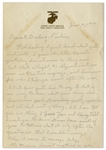 Rene Gagnon WWII Autograph Letter Signed -- ''...Hollywood isn't so nice in Wartime...When it comes to courage baby, the Marines haven't anything on you...''