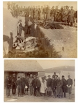 Two Original Sioux Photographs From 1891 -- One Photograph Shows "Bureal of the Dead at the BattleField of Wounded Knee" -- Other Photo Shows Lakota Sioux With Buffalo Bill Cody