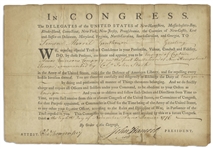 John Hancock Revolutionary War Military Appointment Signed in 1776 -- Hancock Appoints an Ensign to the Regiment of Colonel John Stark, The Hero of Bennington