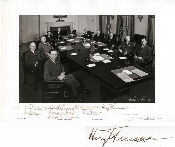 Gorgeous 16.5 x 12 Photo Signed by Harry Truman & His Cabinet -- From the Estate of Agriculture Secretary Charles Brannon