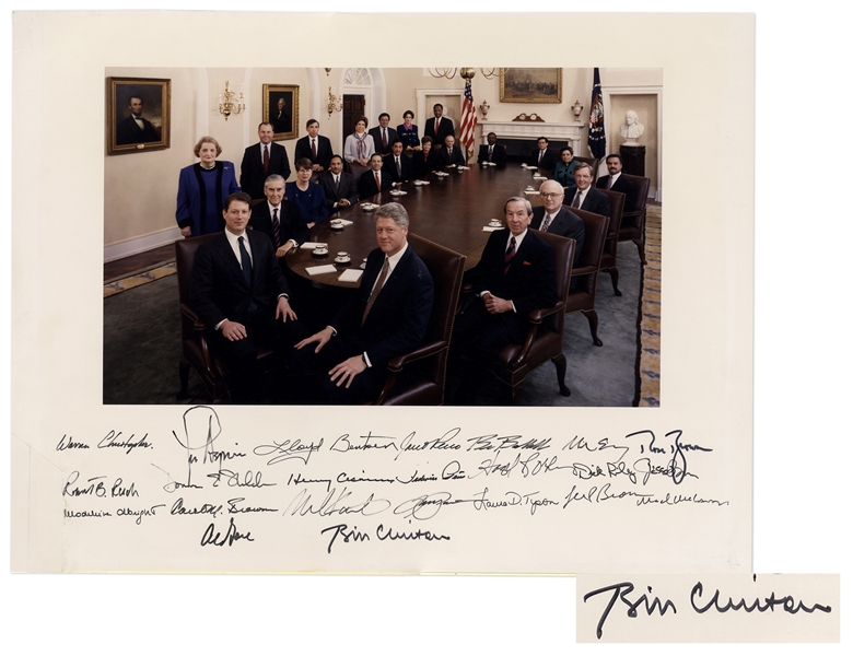 Bill Clinton Signed 20 x 15 Photograph of His Entire Cabinet -- Signed by All 23 Including Clinton & Al Gore