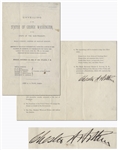 Chester A. Arthur Signed Program as President -- For the Unveiling of the Statue of George Washington on Wall Street
