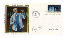 DNA Scientists Francis Crick and James Watson Signed First Day Cover Honoring Health Research