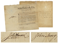 John Hancock Signed Military Appointment -- Countersigned by John Avery, Jr. & Henry Dearborn