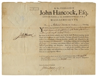 John Hancock Signed Military Appointment -- Countersigned by John Avery, Jr. & Henry Dearborn