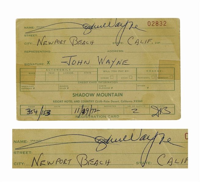 John Wayne Signed Document for a Celebrity Tennis Tournament