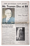 Harry Trumans Death Announced in The Kansas City Star Newspaper