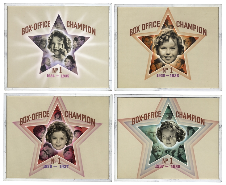 Lot of 4 Box-Office Champion No. 1 Awards for Shirley Temple From 1934-1937 -- From the Important Poll of Movie Theater Owners That Would Make or Break Hollywood Careers
