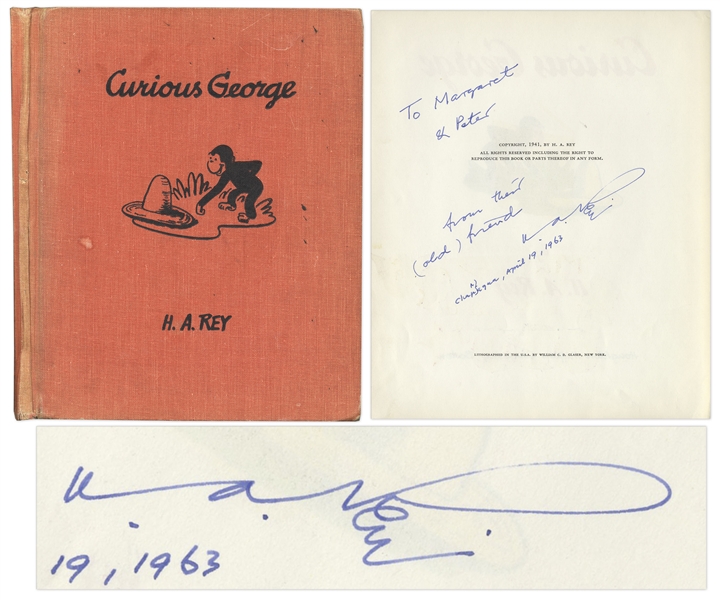 Curious George First Edition Signed by H.A. Rey -- First Book From 1941